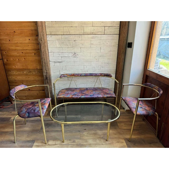 1960s Mid-Century Modern Lounge Set in Brass, 1960s, Set of 4 For Sale - Image 5 of 9