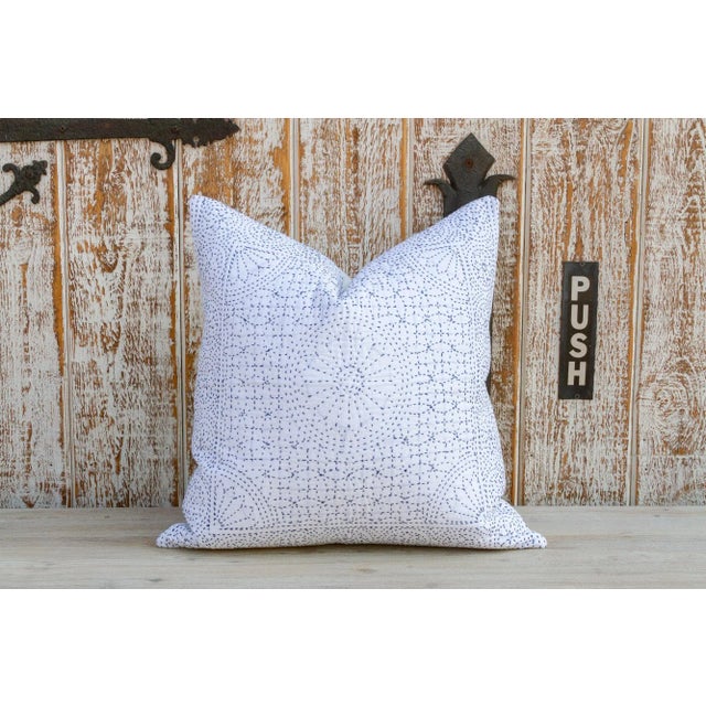 Indigo Filanan Kantha Small Pillow For Sale - Image 9 of 9