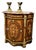 French Marquetry Cabinet With Marble Top – Floral Inlay Accent Chest With Gilt Bronze Mounts For Sale
