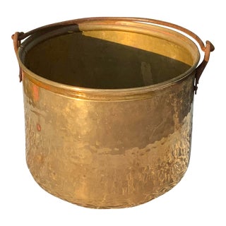 Antique Hammered Brass Bucket For Sale