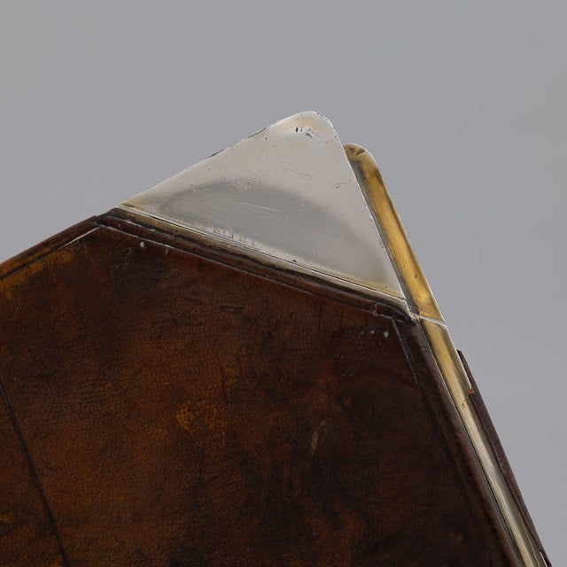 Novelty Silver Plate and Leather Book Shaped Hip Flask by J Dixon & Sons For Sale - Image 6 of 16