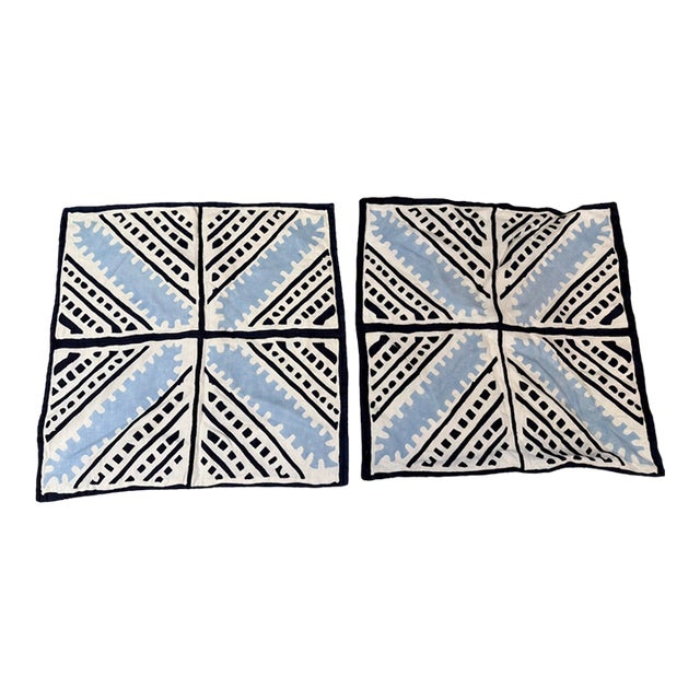 Serena & Lily Sienna Large Tile Throw Pillow Cases, Pair For Sale
