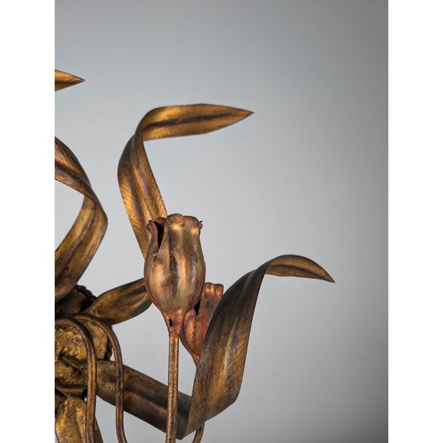 Large Golden Tulip Wall Sconce, 1960s For Sale - Image 4 of 8