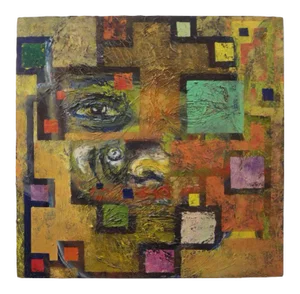 Mid-Century Modern Abstract Oil Painting on Canvas