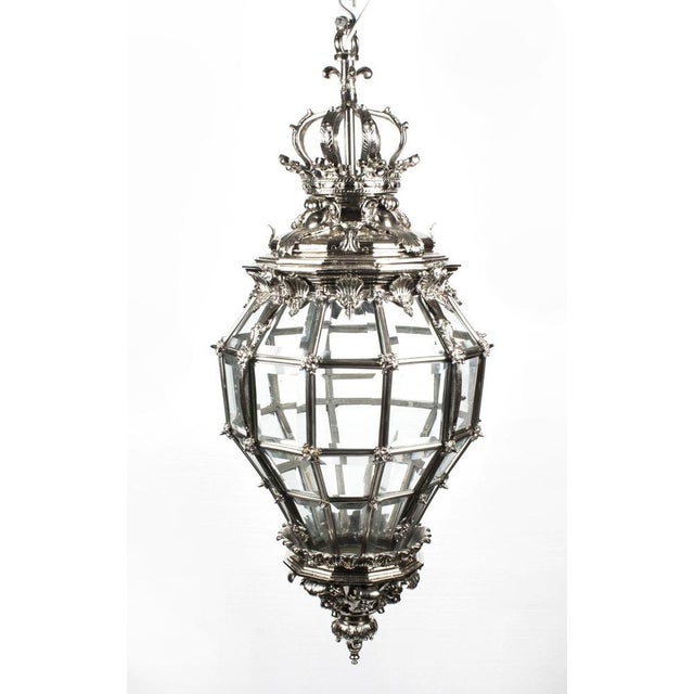Vintage Versailles Silver Bronze Diamond Baluster Lanterns, Set of 2 For Sale - Image 3 of 11