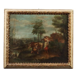 Landscape Composition, 18th Century, Oil Painting on Canvas, Framed For Sale