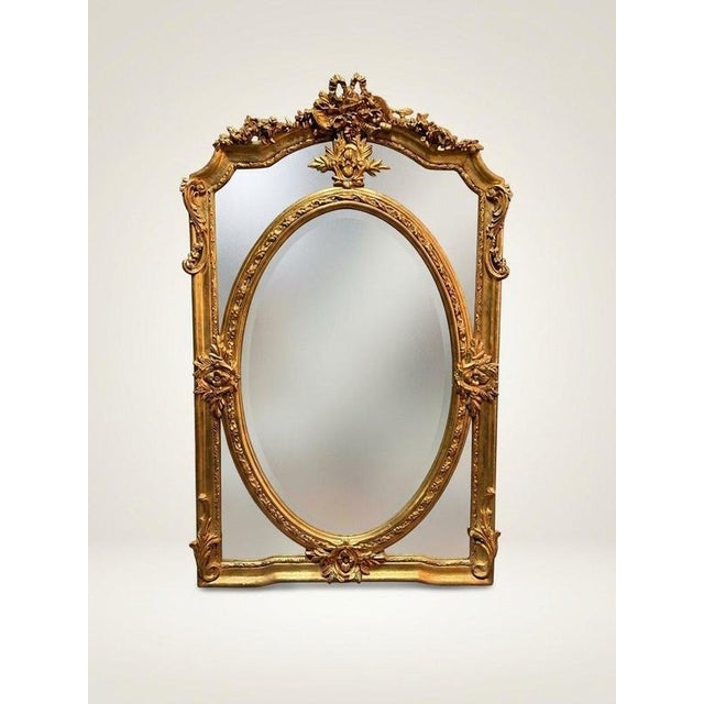 French-Style Gilt Section Mirror For Sale - Image 4 of 4