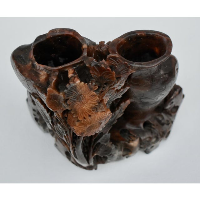 Brown Vintage Carved Ornate Soapstone Scultpure For Sale - Image 8 of 13