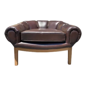 1990s Danish Modern Brown Leather Lounge Chair in the Style of Illum Wikkelsø