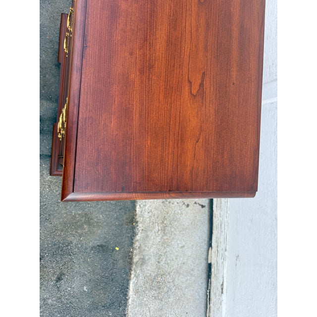 Late 20th Century Henkel Harris Chippendale Style Wild Black Cherry 4 Drawer Nightstand For Sale - Image 10 of 17