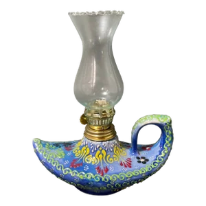 Aladdin Stylish Handmade Blue Ceramic Turkish Oil Lamp