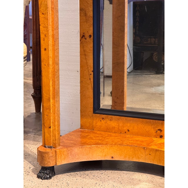 19th Century Pair Empire Consoles With Burlwood and Marble Tops For Sale - Image 4 of 16