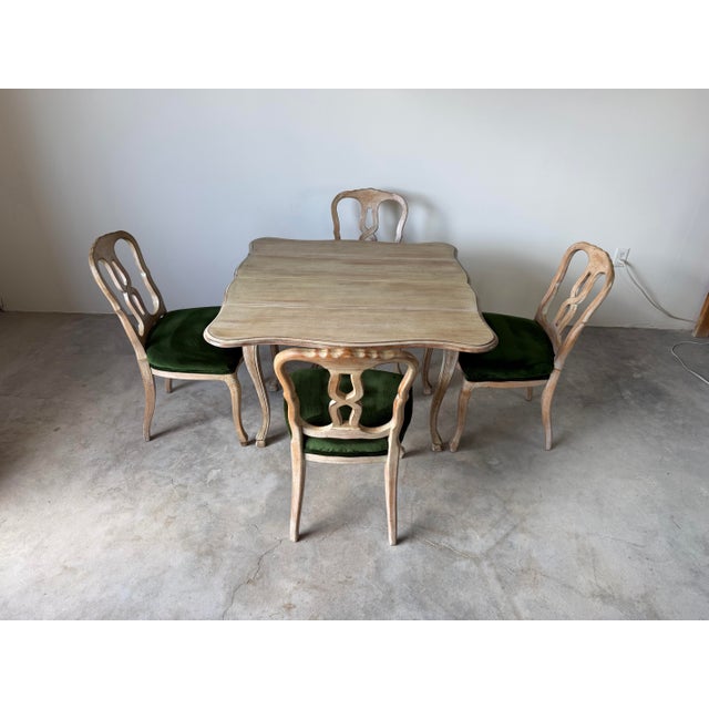 French Country Vintage French Country Rococo-Style Drop-Leaf Dining Set – 5 Pieces For Sale - Image 3 of 16