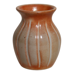 Hand-Thrown Studio Pottery Bud Vase With Warm Terracotta Glaze and Vertical Slip Trailing