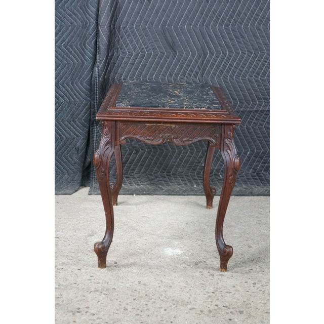 Antique Belle Epoque French Louis XV Style Walnut Marble Side Table Plant Stand For Sale - Image 9 of 18