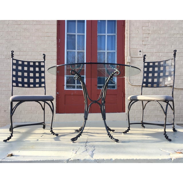 Wrought Iron Round Glass Top Dining Table | Chairish