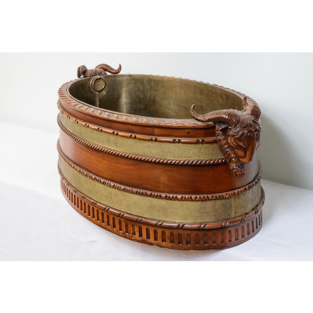 English English Cellarette or Bottle Cooler Mahogany & Brass Ram Heads For Sale - Image 3 of 11