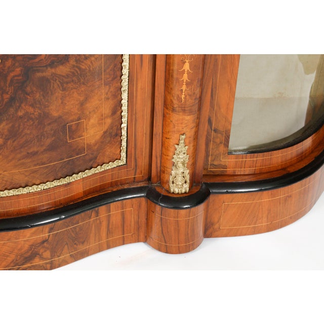 Antique Victorian Serpentine Burr Walnut Marquetry Credenza, 19th Century For Sale - Image 17 of 18