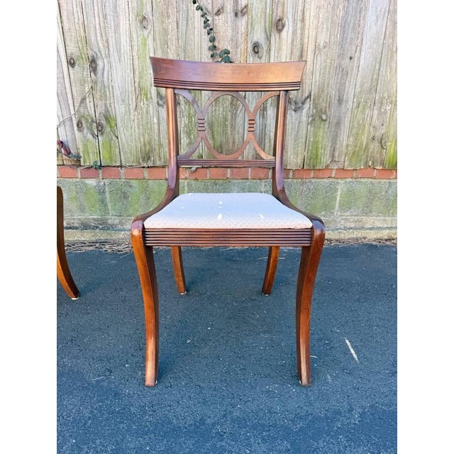 Mid 20th Century Set of 4 Tell City Duncan Phyfe Style Mahogany & Upholstered Dining Chairs For Sale - Image 9 of 15