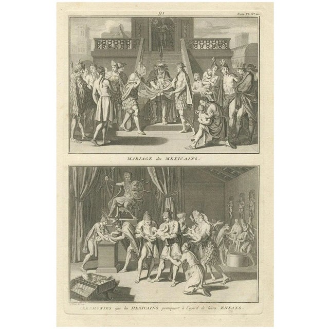 Picart, Marriage and Infant Rituals Among the Mexicans, Engraving, 1734 For Sale