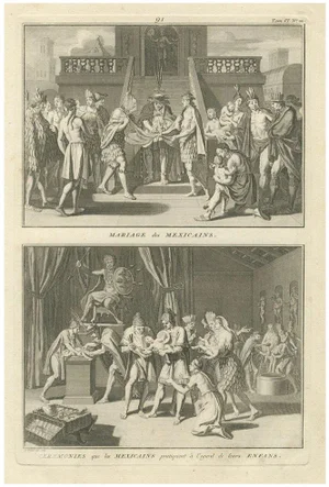 Picart, Marriage and Infant Rituals Among the Mexicans, Engraving, 1734