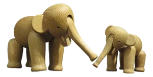 Mid 20th Century Kay Bojesen White Oak Elephants, Iconic Danish Wooden Toys- Set of 2