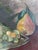 Large Vintage Original Floral Still Life Painting With Fruit For Sale - Image 11 of 18