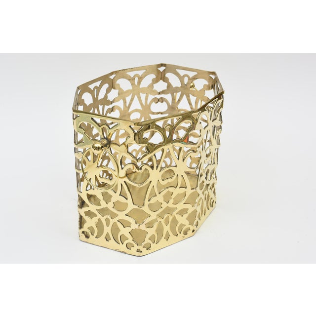Ralph Lauren Vintage 1950's Indoor Brass Planter With Scroll Design For Sale - Image 4 of 12