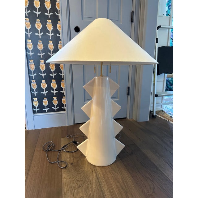 Ivory Kelly Wearstler for Visual Comfort Senso Ceramic Table Lamp With Lamp Shade For Sale - Image 8 of 8