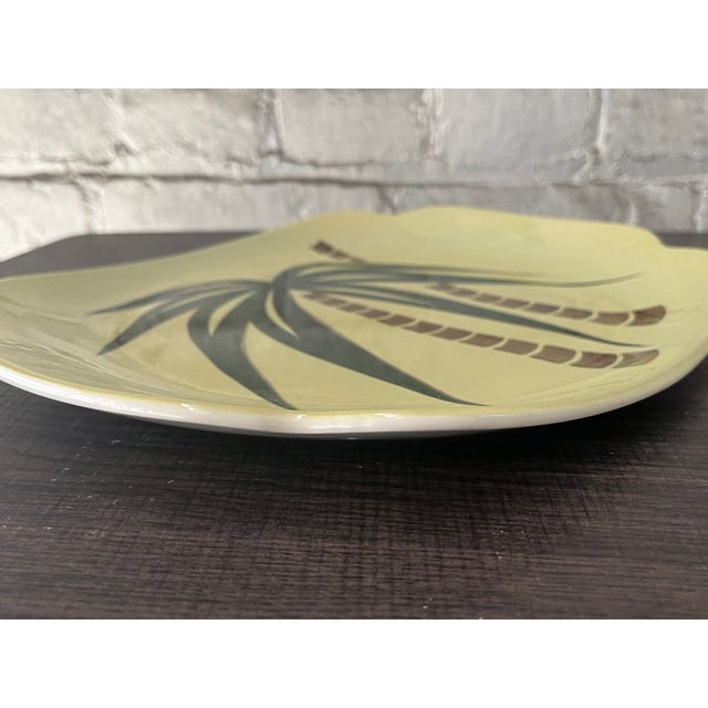 1940s Continental Kilns Tahiti Green Palm Tree Platter For Sale - Image 9 of 12