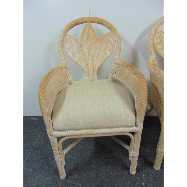 Rattan Fan Back White Washed Dining Chairs Set of 6 Chairish