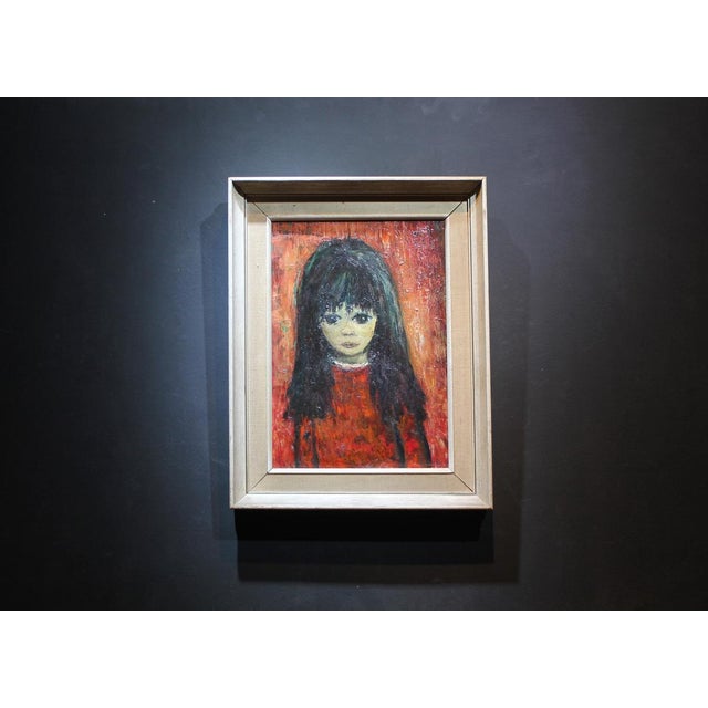 Bueno, Portrait of a Melancholy Girl, 1960s, Oil For Sale - Image 10 of 11