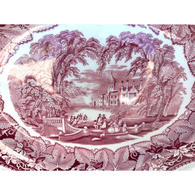English Vintage Mason's Ironstone Vista Pink Toile Platter For Sale - Image 3 of 6