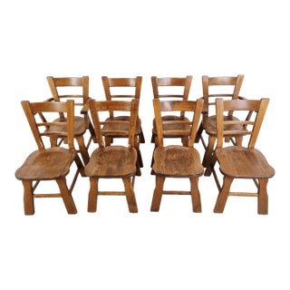 Set of 8 French Brutalist Dining Chairs For Sale
