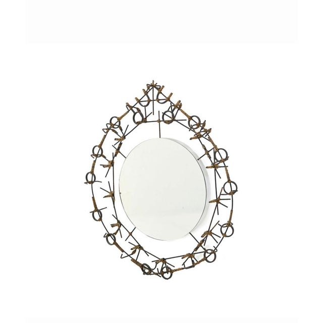 Vintage Round Mirror with Iron Props from Morgan Rida, 2000s For Sale - Image 3 of 18