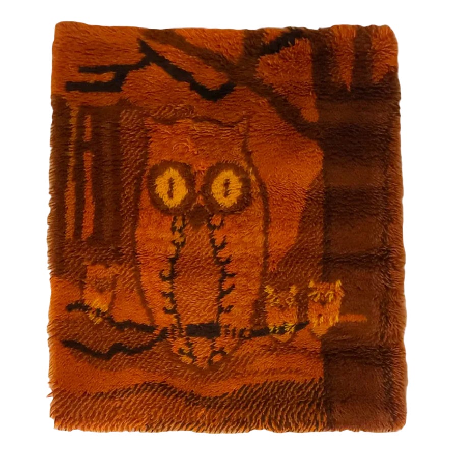 Danish Wool Wall Rug Tapestry attributed to Ege Taepper, Denmark, 1970s ...