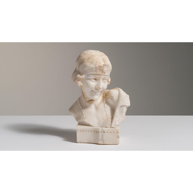 1900s French Antique White Art Nouveau Marble Bust by Boilay For Sale - Image 14 of 15