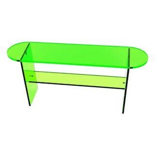 Modern Stylish Neon Green Acrylic Console Table For Sale