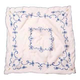 Vintage Art Nouveau Pink Table Cloth With Embroidery For Sale