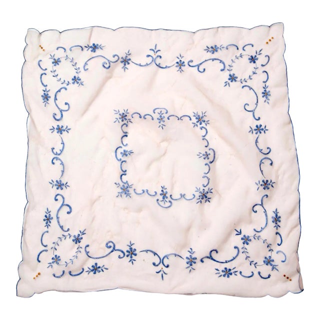 Vintage Art Nouveau Pink Table Cloth With Embroidery For Sale