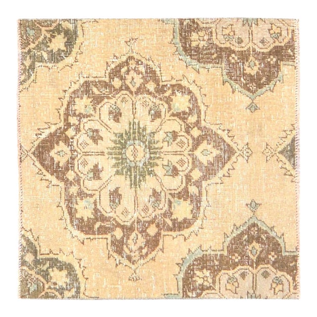 Vintage Turkish Anatolian Hand Knotted Wool Rug,2'9"X2'9" For Sale