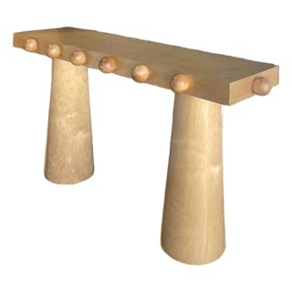 Dot 65"long Modern Architectural Console Table With Ball Design in Light Oak For Sale