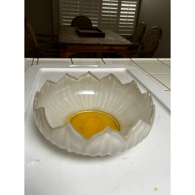 Mid 20th Century, Westmoreland Glass Co. founded in 1889. High quality milk glass. Lotus pattern with deep yellow...