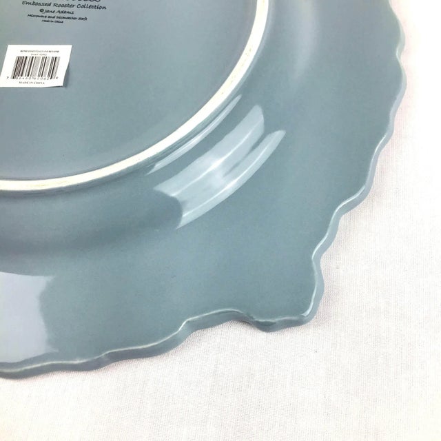 Cerulean Blue Ceramic Rooster Plate For Sale - Image 8 of 10