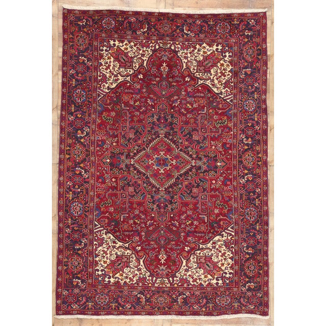 Mid 20th Century Mid 20th Century Vintage Persian Heriz Rug - 07'10 x 11'04 For Sale - Image 9 of 9