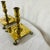 Maitland-Smith footed brass candle holders. Measures 6” square x 7” h.