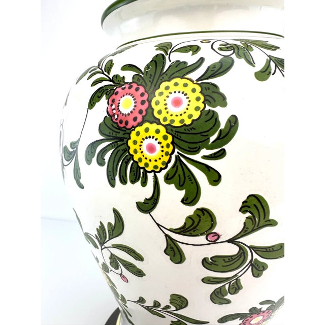 1960s 1960's Vintage Floral Mid-Century Hand Painted Lamp For Sale - Image 5 of 12