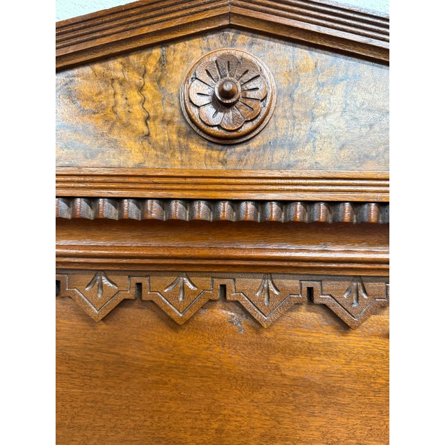 Antique Victorian Eastlake Walnut Hall Tree With Mirror and Hooks and Drawer For Sale - Image 12 of 18