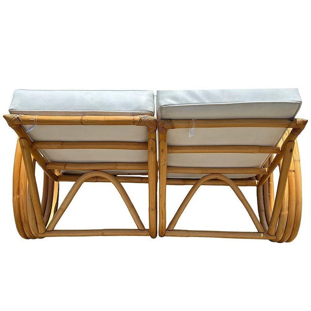 1950s Restored Mid-Century Rattan 3-Strand 3/4 Pretzel Sectional Settee Sofa For Sale - Image 5 of 7