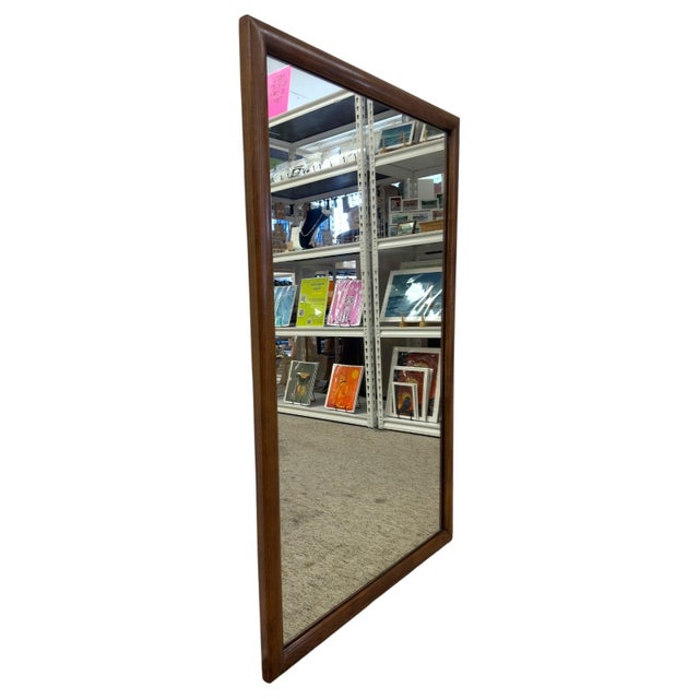 Vintage Mid-Century Modern Wood Frame Wall Mirror. For Sale - Image 4 of 8